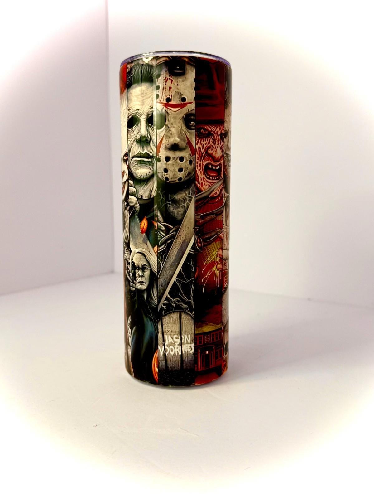 20 oz Collection of Horrors Stainless Steel Tumbler with Lid, Straw Halloween