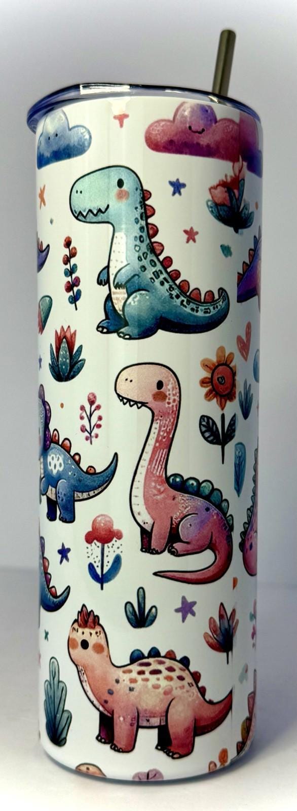 20 oz Dino Stainless Steel Tumbler with Lid, Straw