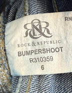 Rock & Republic Womens size 6 Bumpershoot Distressed Denim Shorts Raw Hem
