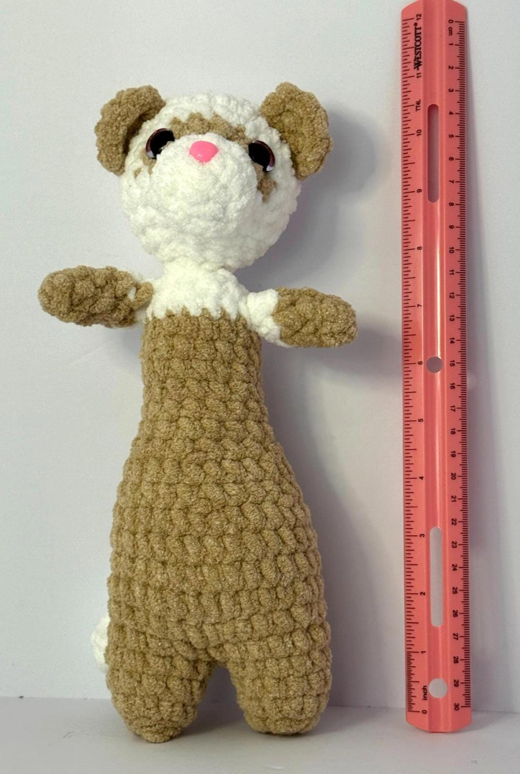 Crocheted Ferret Brown and White