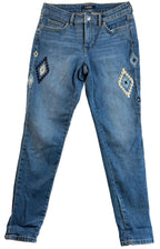 Chaps Jeans Madden Straight Leg Womens 4 Blue Mid Rise Embroidered