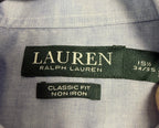 Lauren Ralph Lauren Button Down Mens 15.5 34/35 Blue Classic Fit Non Iron Shirt
