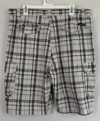 AIRWALK Grunge Plaid Gray/White Cotton Cargo Shorts Mens Sz 38 - Skater