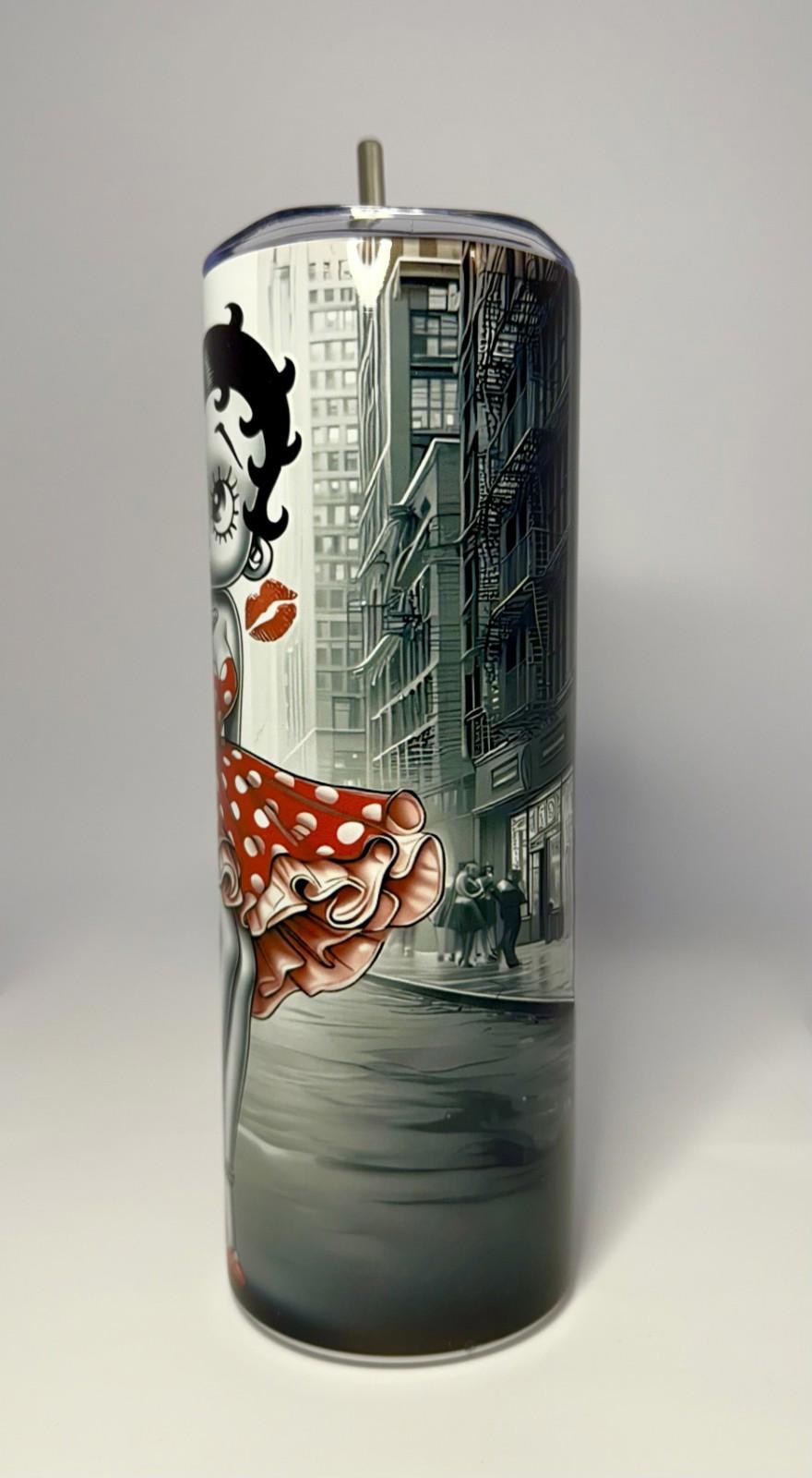 20 oz Vintage Betty Boop Red Stainless Steel Tumbler with Lid, Straw