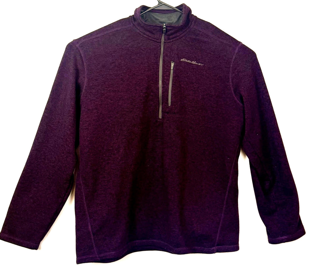 Eddie Bauer Sweater Men TXL Burgundy 1/4 Zip Hiking Fleece Outdoors Pullover