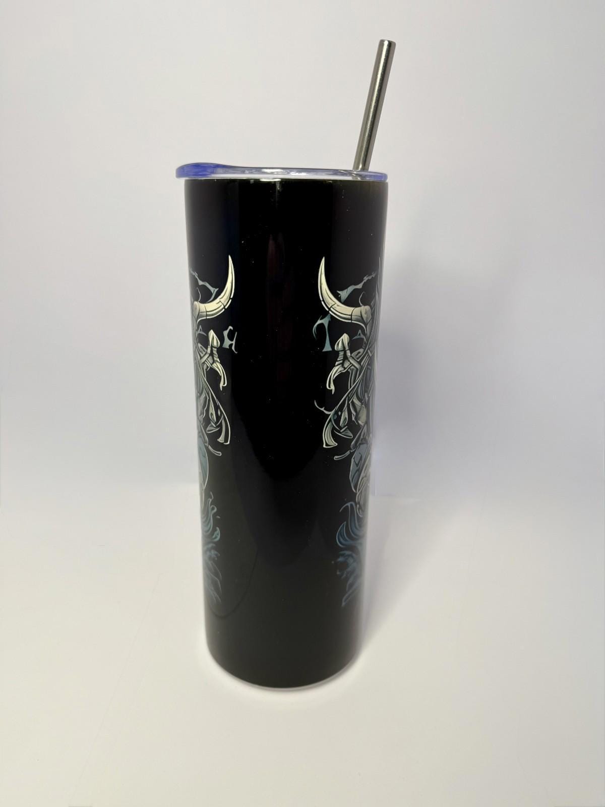 20 oz Viking Skull Stainless Steel Tumbler with Lid, Straw