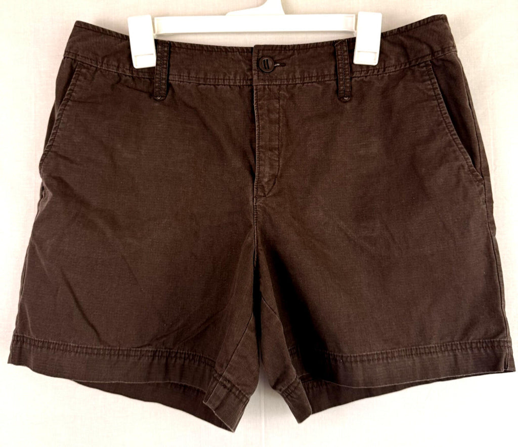 Eddie Bauer Womens Hiking Shorts Size 14 Brown Mid Rise 5" Inseam