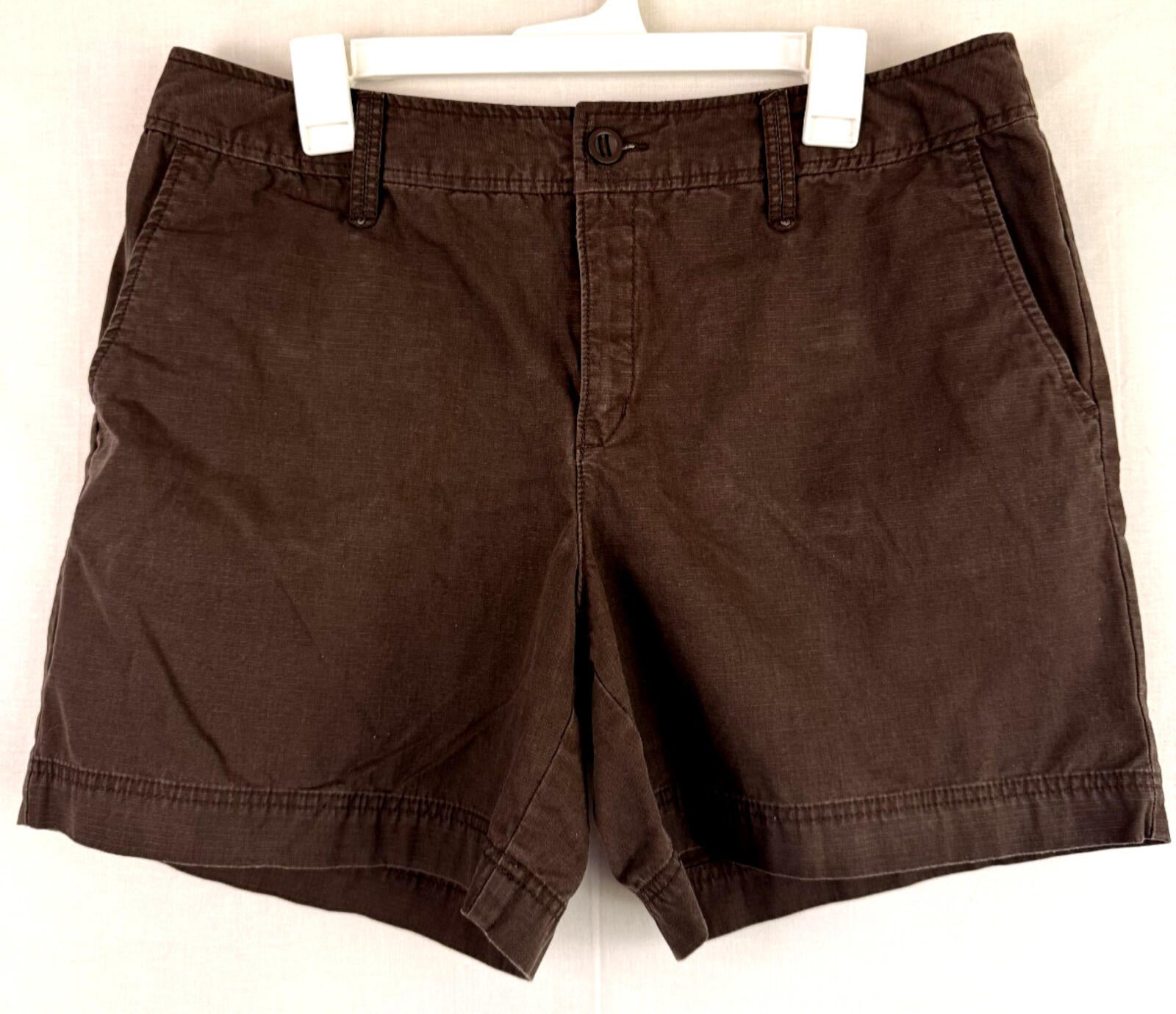 Eddie Bauer Womens Hiking Shorts Size 14 Brown Mid Rise 5" Inseam