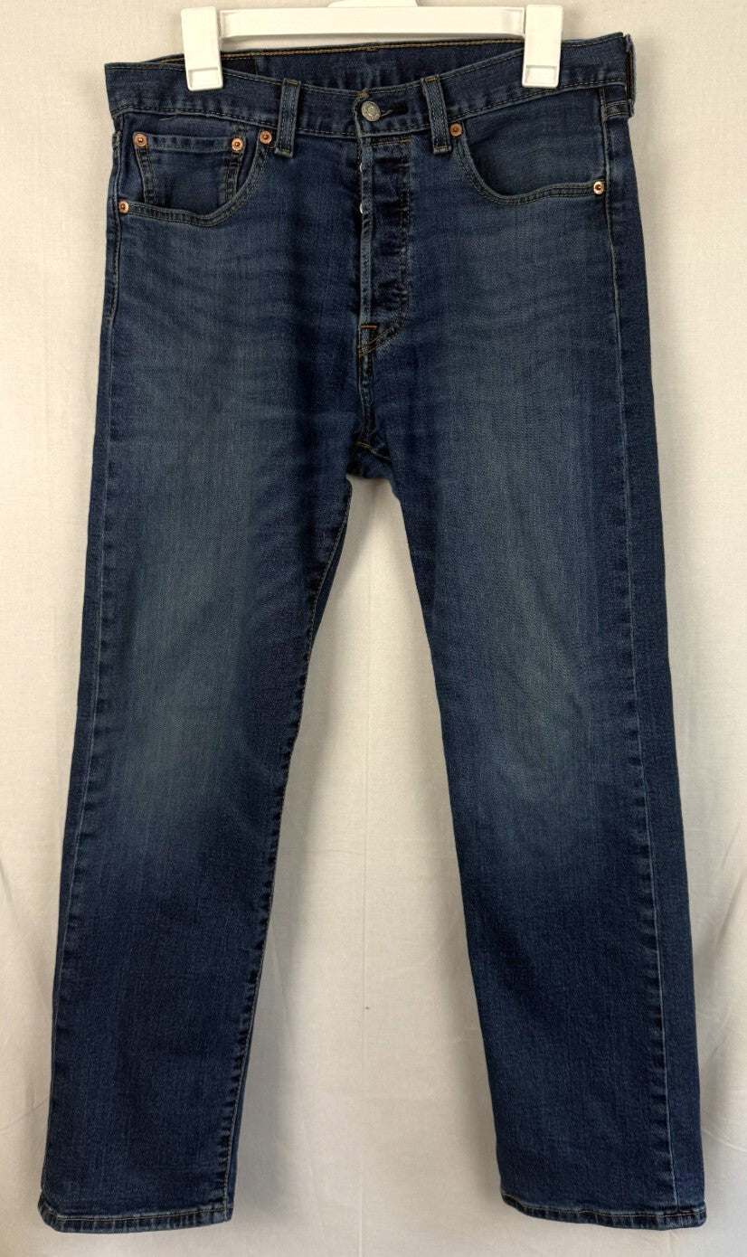 Levis 501 Jeans Mens 31x30 Blue Denim Button Fly Straight Leg Stretch Casual