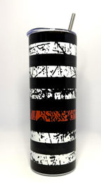 20 oz Fire Dept Red Line Stainless Steel Tumbler with Lid, Straw