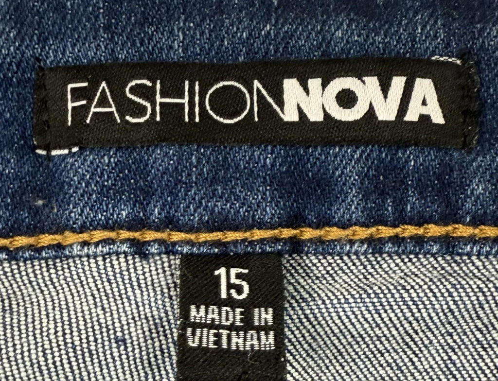 Fashion Nova Womens Jeans Sz 15 Here We Go Again Skinny Distressed Frayed Hem