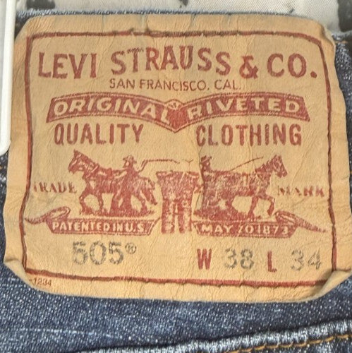 Levis 505 Regular Fit Straight Leg Blue Denim Jeans Mens 38x34 Medium Wash