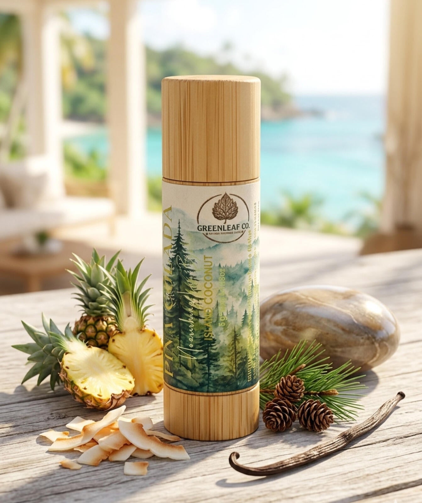 Pina Colada Handmade Bamboo Chapstick - Beeswax and Coconut Oil