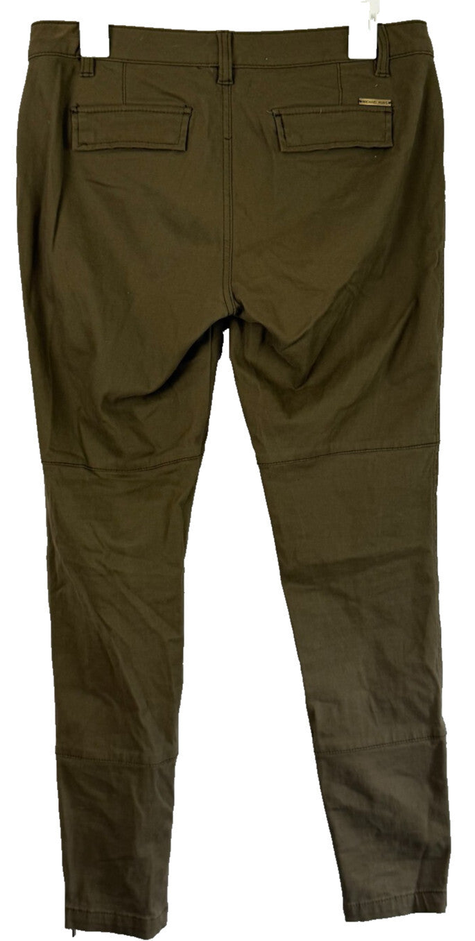 Michael Kors Womens Pants Size 10 Brown Stretch Twill Zip Pockets Ankle Zipper