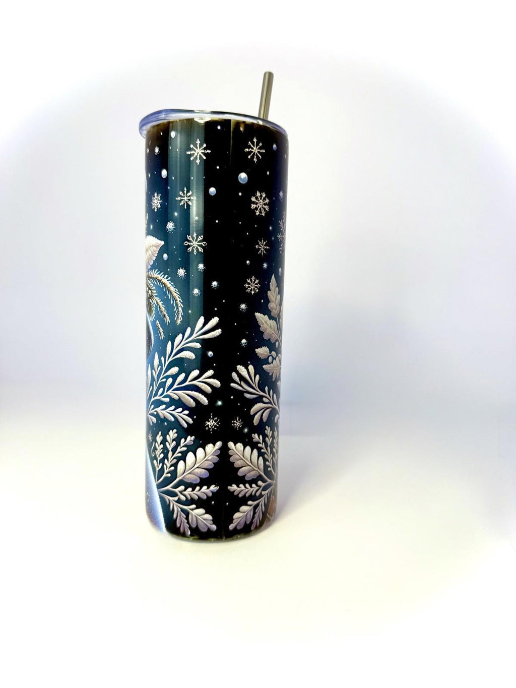20 oz Snowman Stainless Steel Tumbler with Lid, Straw