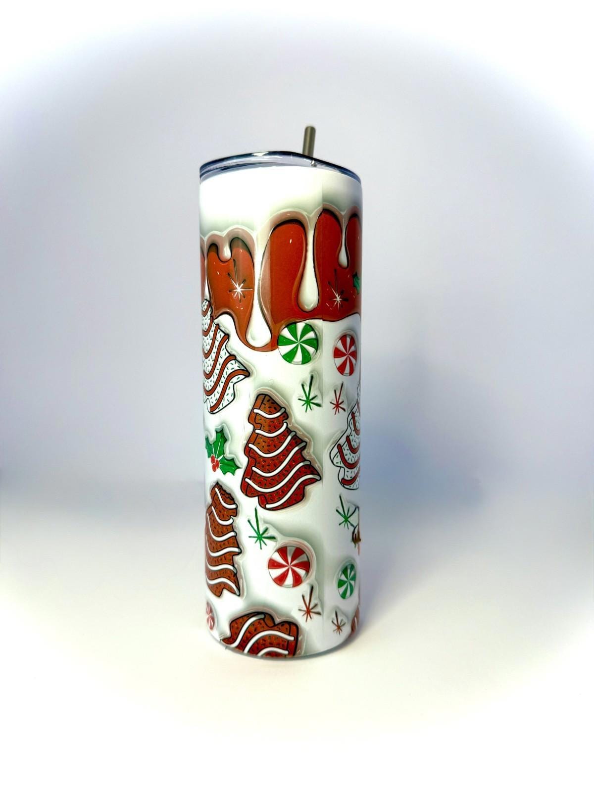 20 oz Christmas Tree Cake Stainless Steel Tumbler with Lid, Straw