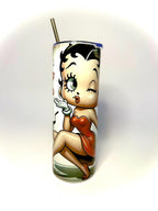 20 oz Vintage Betty Boop Stainless Steel Tumbler with Lid, Straw