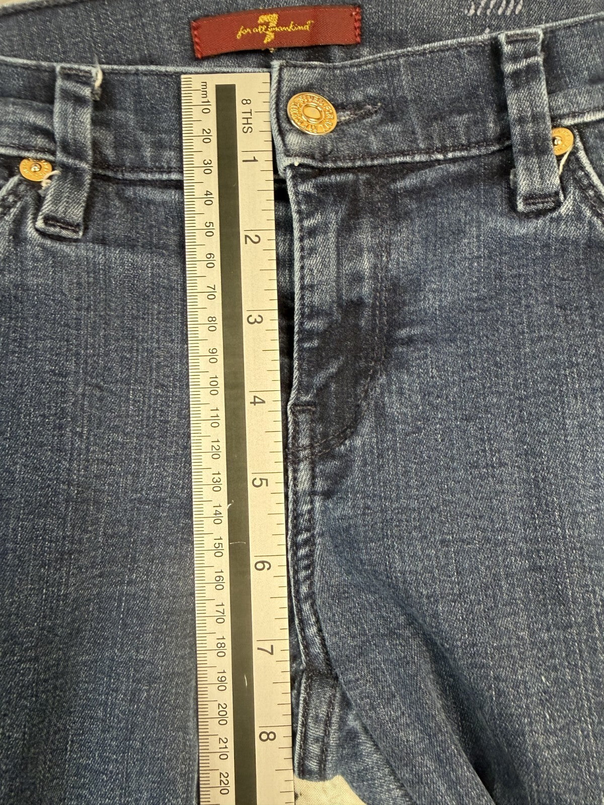 7 For All Mankind Jeans Womens Sz 26 Low Rise Slim Straight Blue Stretch