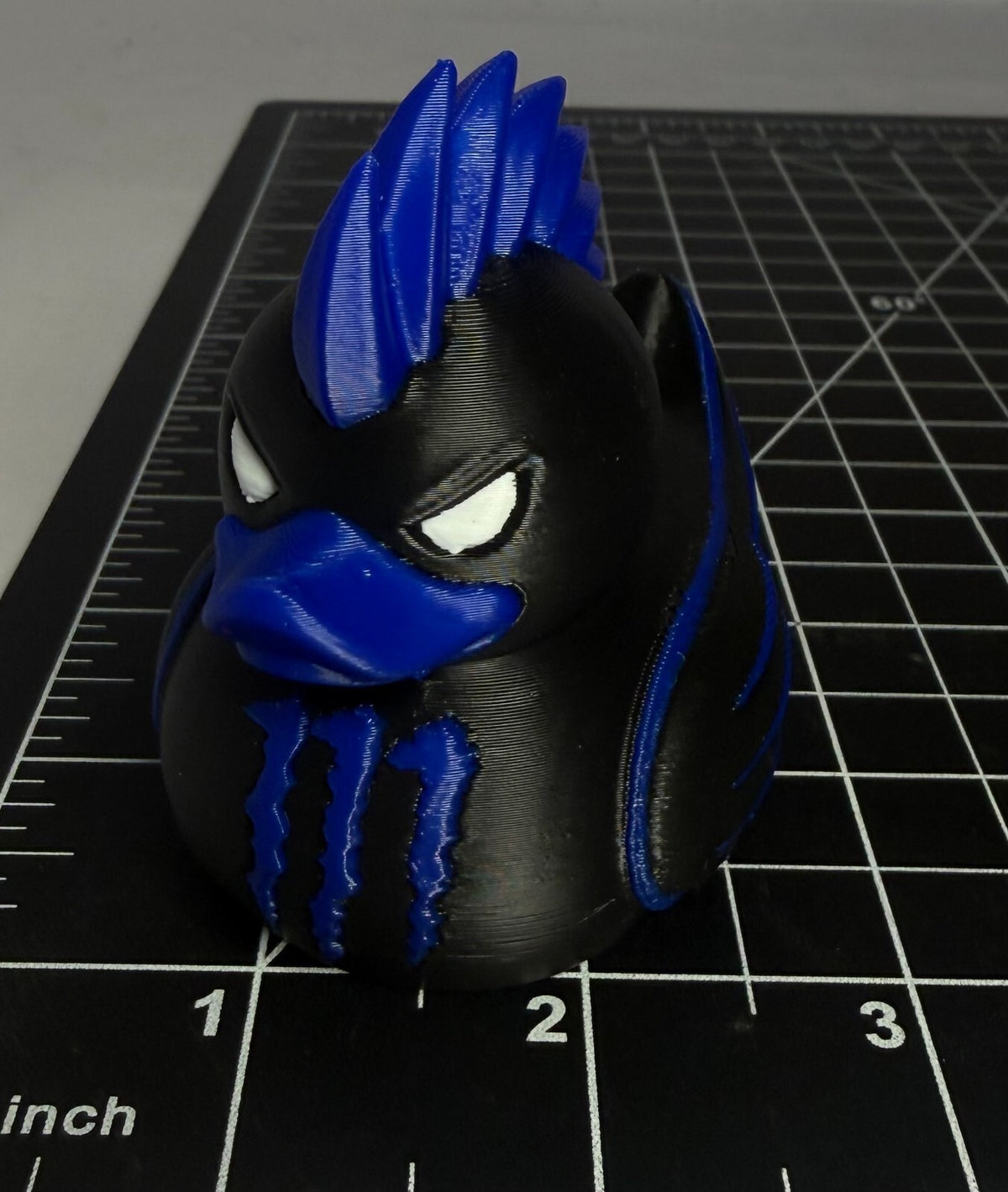 3d Printed Monster Duck - 3 Inch - Energy Drink - Jeep - Rock - Black and Blue