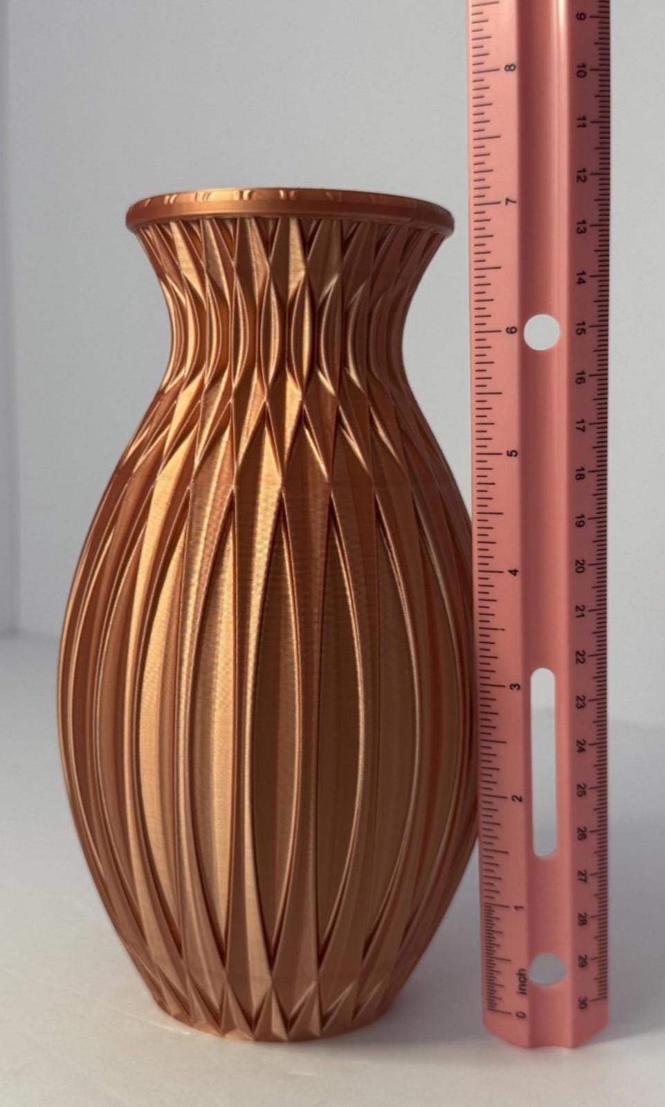 Light Copper Vase - 3D Printed in PLA Plastic - 7 inches Tall