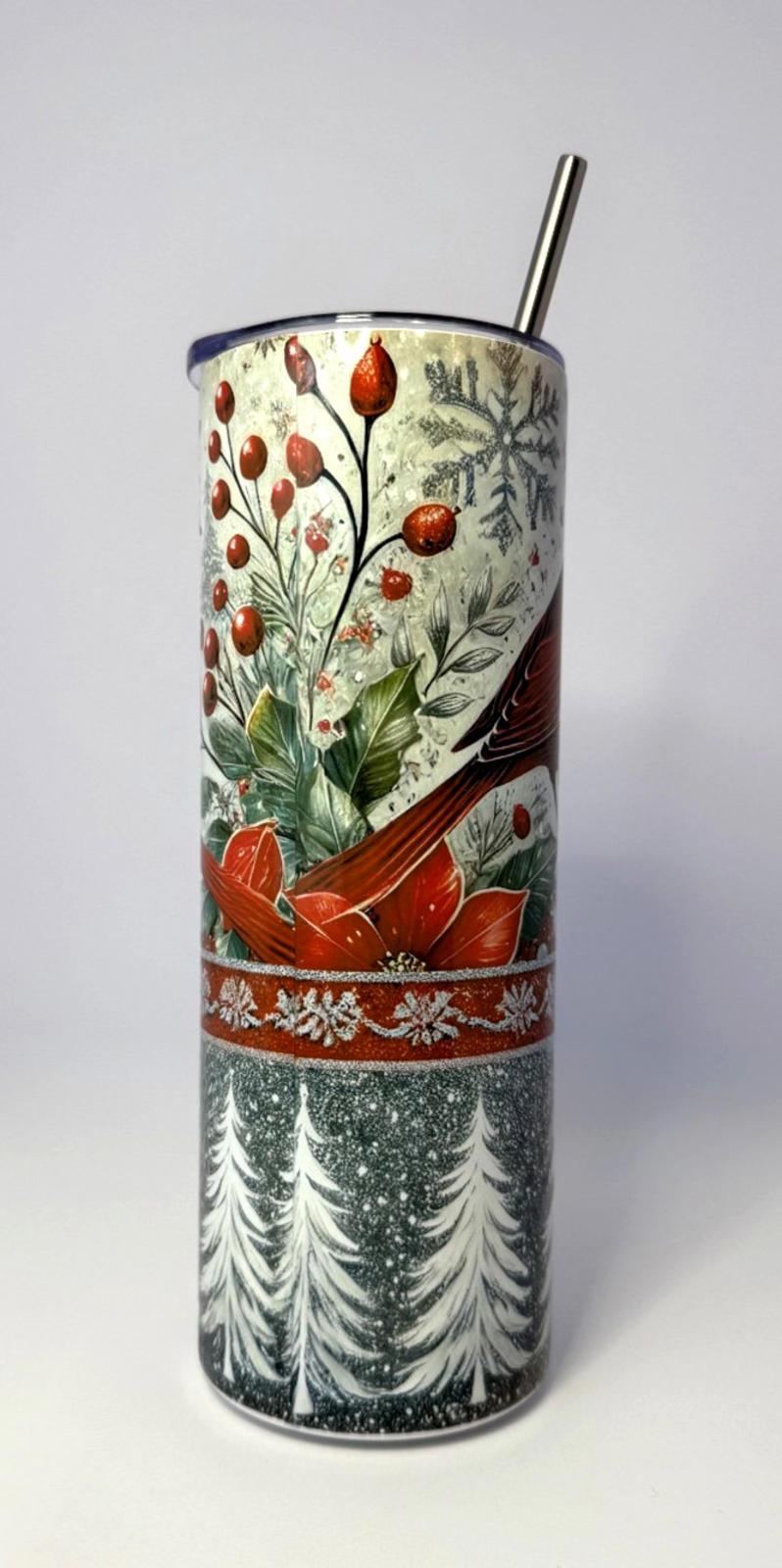 20 oz Cardinal Stainless Steel Tumbler with Lid, Straw