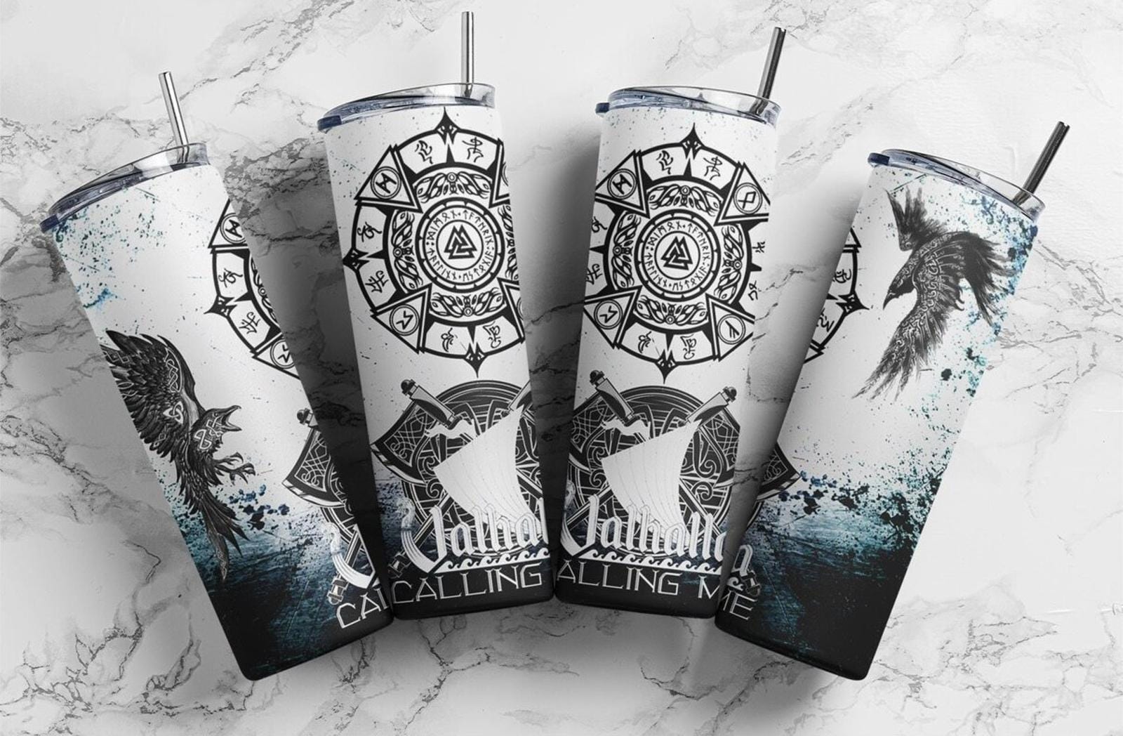 20 oz Vahalla Calling Me Stainless Steel Tumbler with Lid, Straw