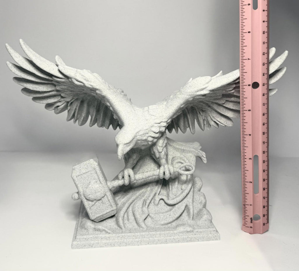 3D Printed Eagle and Mjolnir - Stone Looking PLA