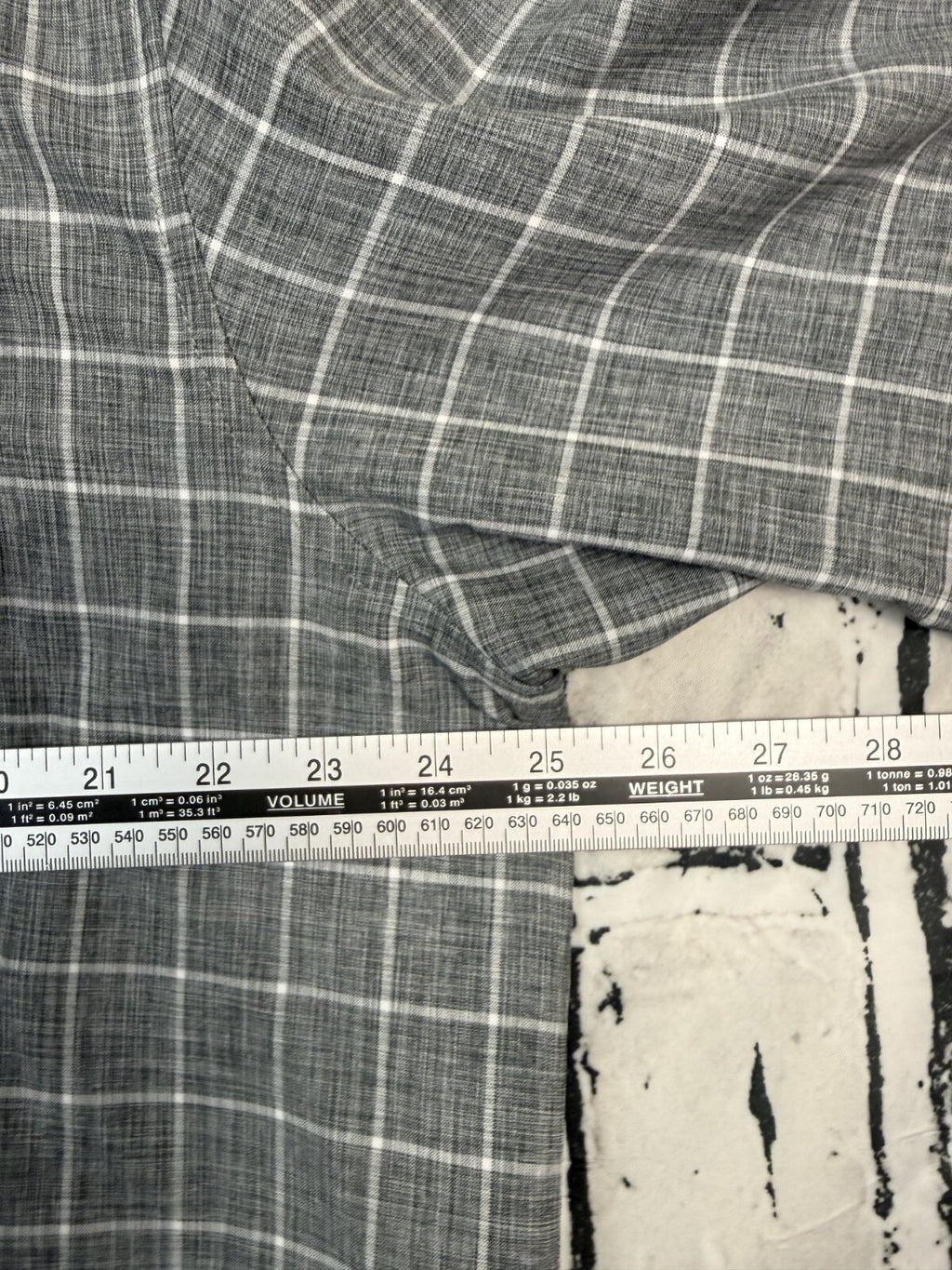 Orvis Mens XL Gray Windowpane Check Tech Short Sleeve Button Up Shirt