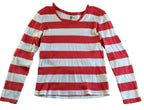 Tommy Hilfiger Striped V-Neck Stretch Cotton Long Sleeve T Shirt Womens Sz L