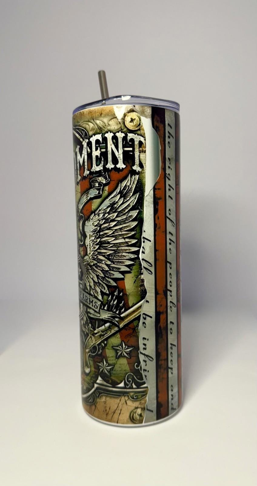 20 oz Second Amendment Stainless Steel Tumbler with Lid, Straw