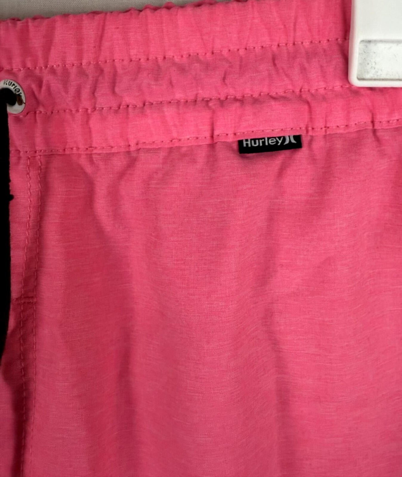 Hurley Mens Pink Drawstring Swim Shorts Size Medium 32 Elastic Waist Pocket