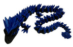 3D Printed Crystal Dragon -PLA- Black and Blue - 2 Ft Long - Articulated dragon