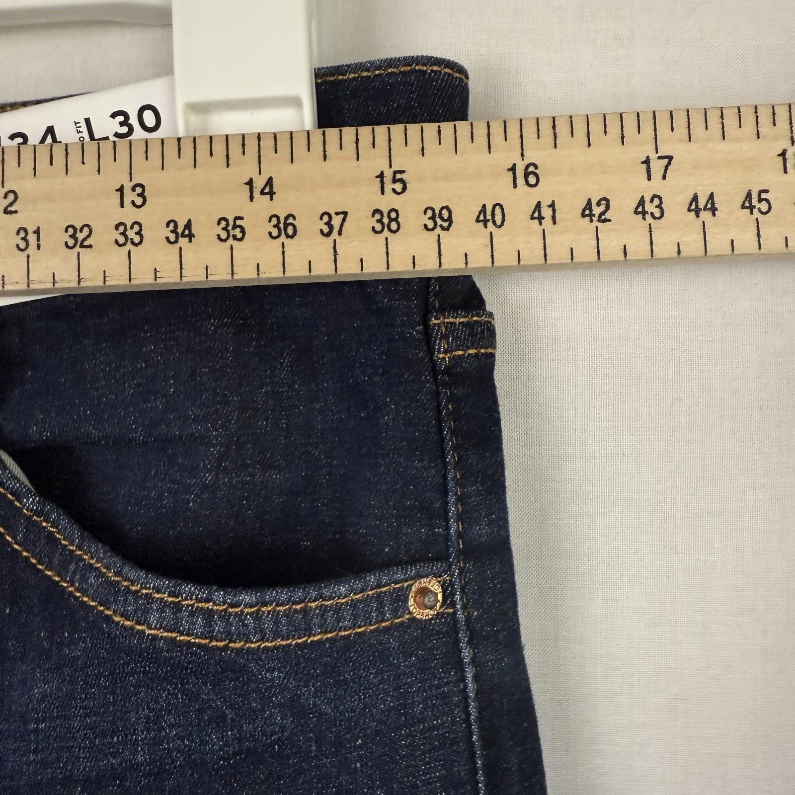 Topshop Jeans Size 12 Womens Jamie Flare Stretch Dark Wash Raw Hem