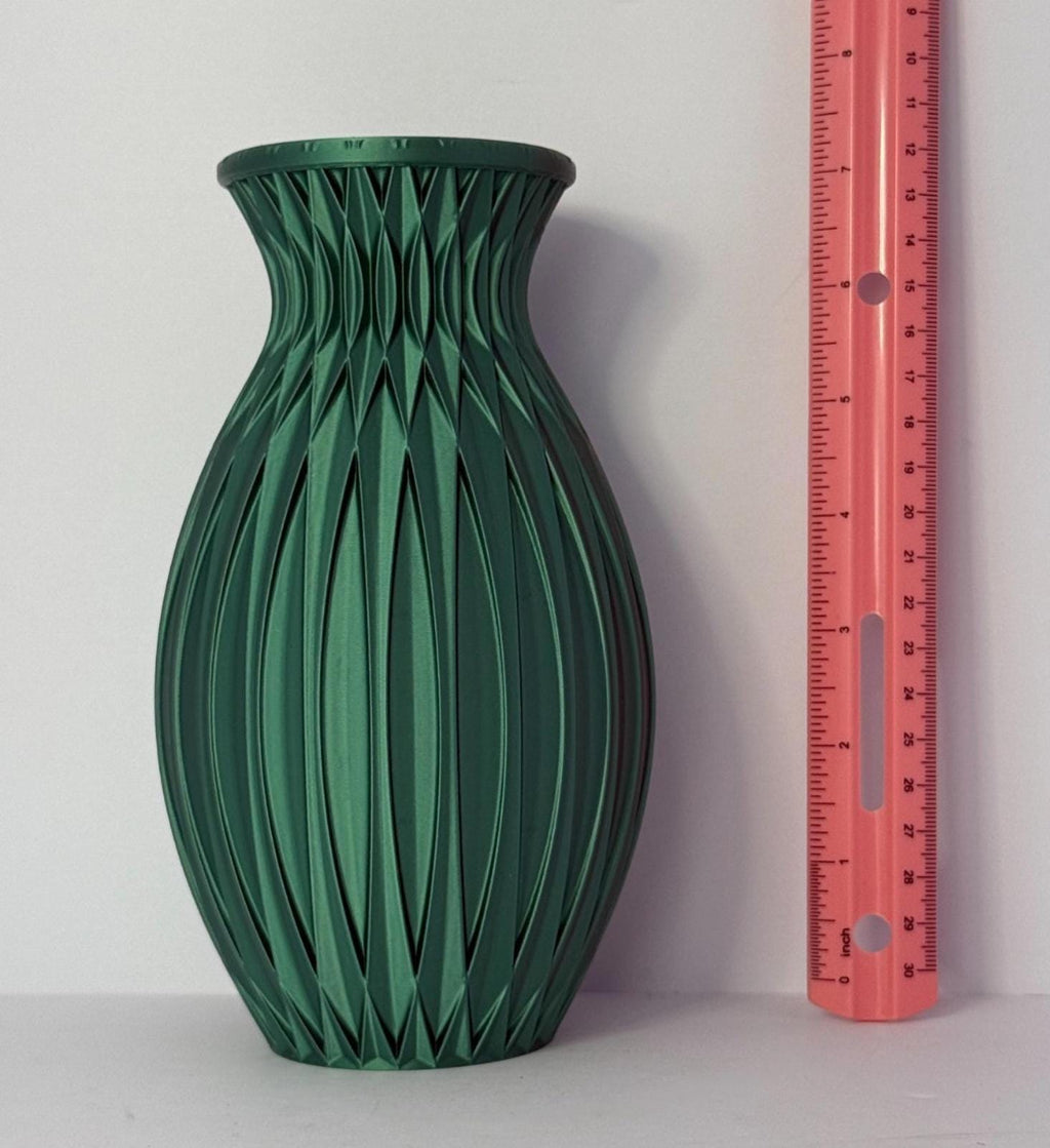 Emerald Green Vase - 3D Printed in PLA Plastic - 7 inches Tall