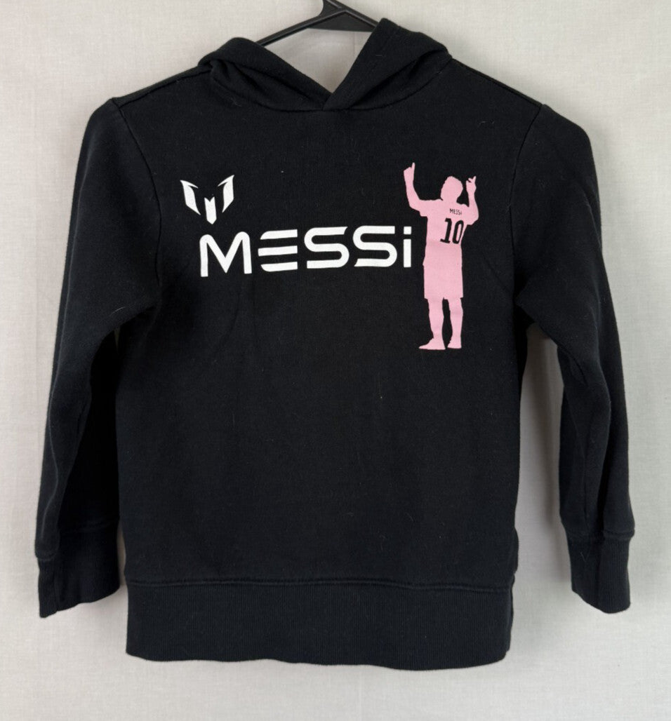 Kids Black Messi Hoodie with Pink Graphic Size S (6/7)