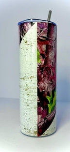 20 oz Pink Camo Deer Stainless Steel Tumbler with Lid, Straw