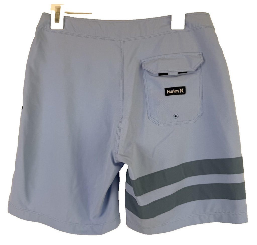 Hurley Board Shorts Mens 28 Light Blue Striped Swim Trunks