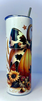 20 oz Pumpkin Patch Stainless Steel Tumbler with Lid, Straw Autumn