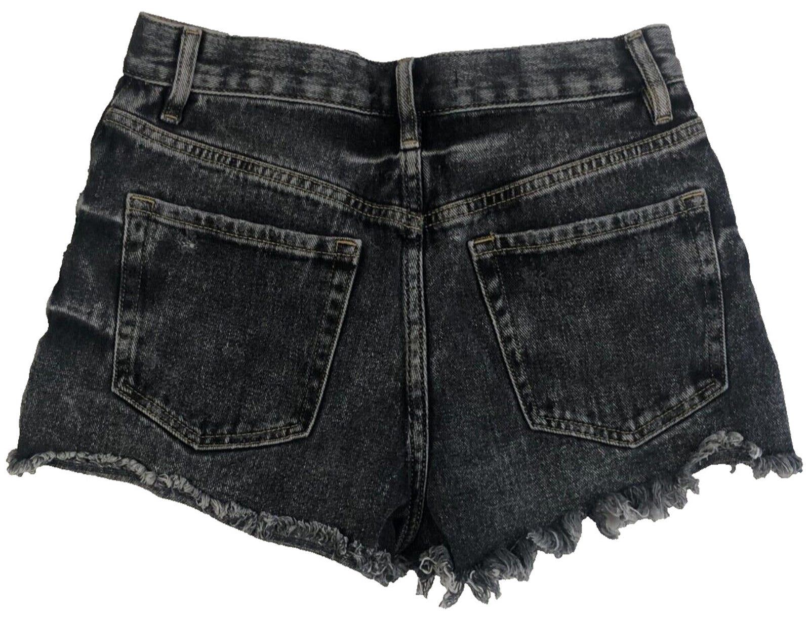 Pacsun Womens Denim High Rise Vintage Shorts Black Acid Wash Distressed Size 26