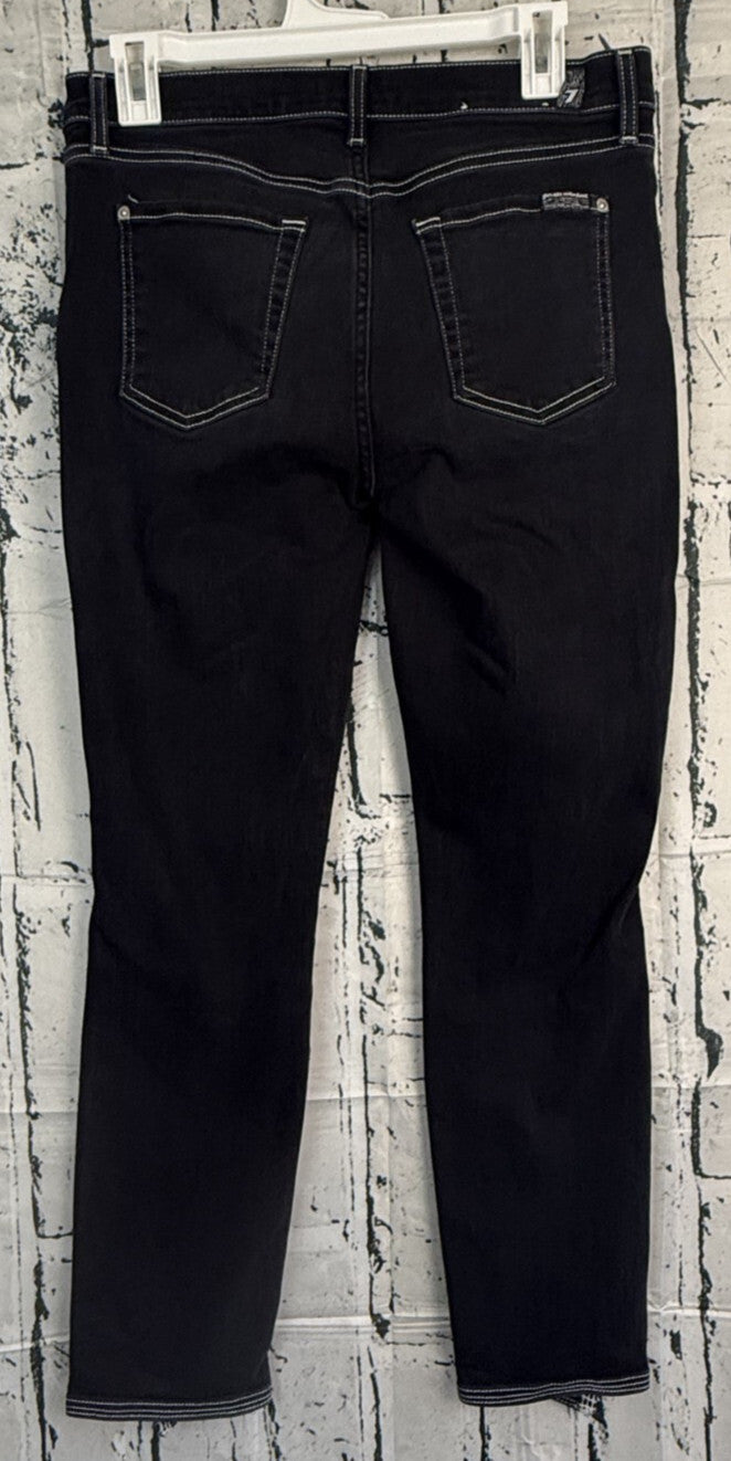 7 For All Mankind Black Contrast Stitch Straight Leg Jeans Women's Size 29