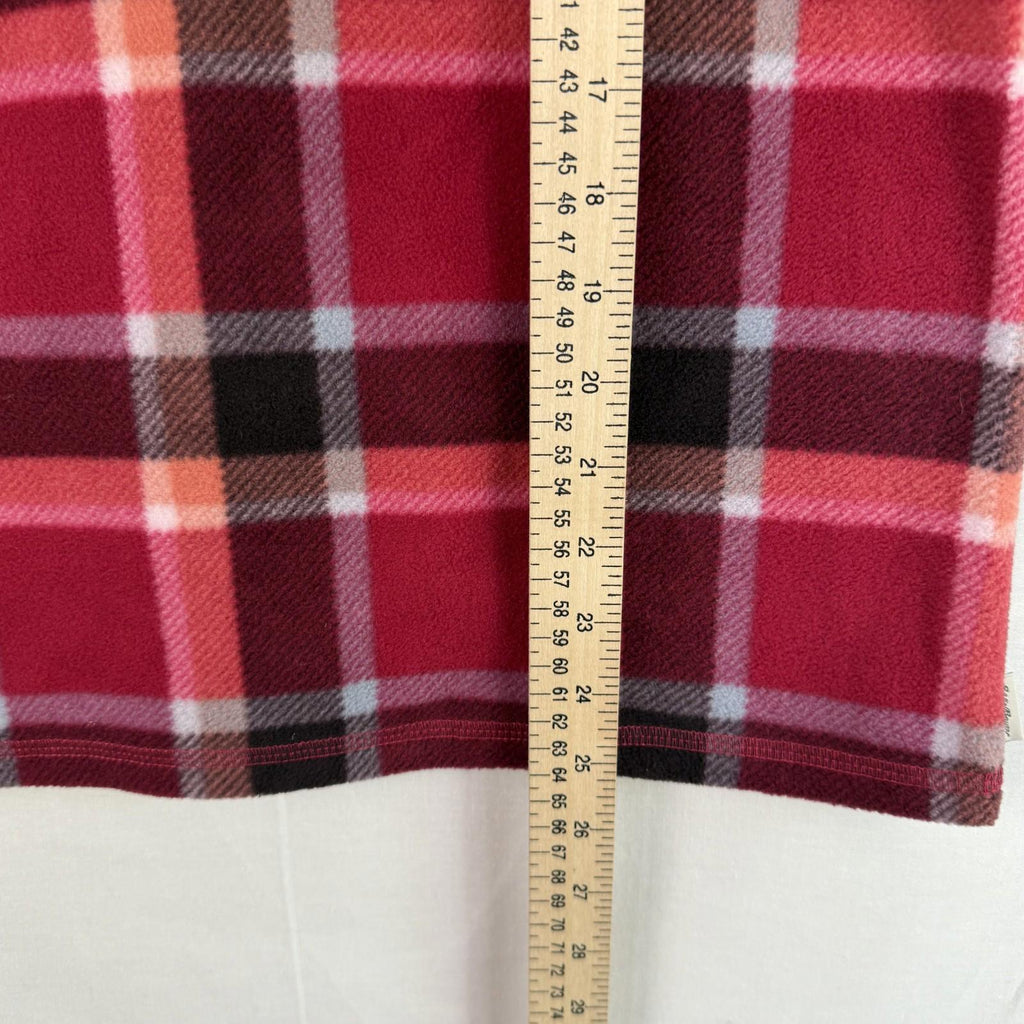 Eddie Bauer Womens Fleece Sz XS 1/4 Zip Pullover NEW Berry Plaid NEW Red/Pink