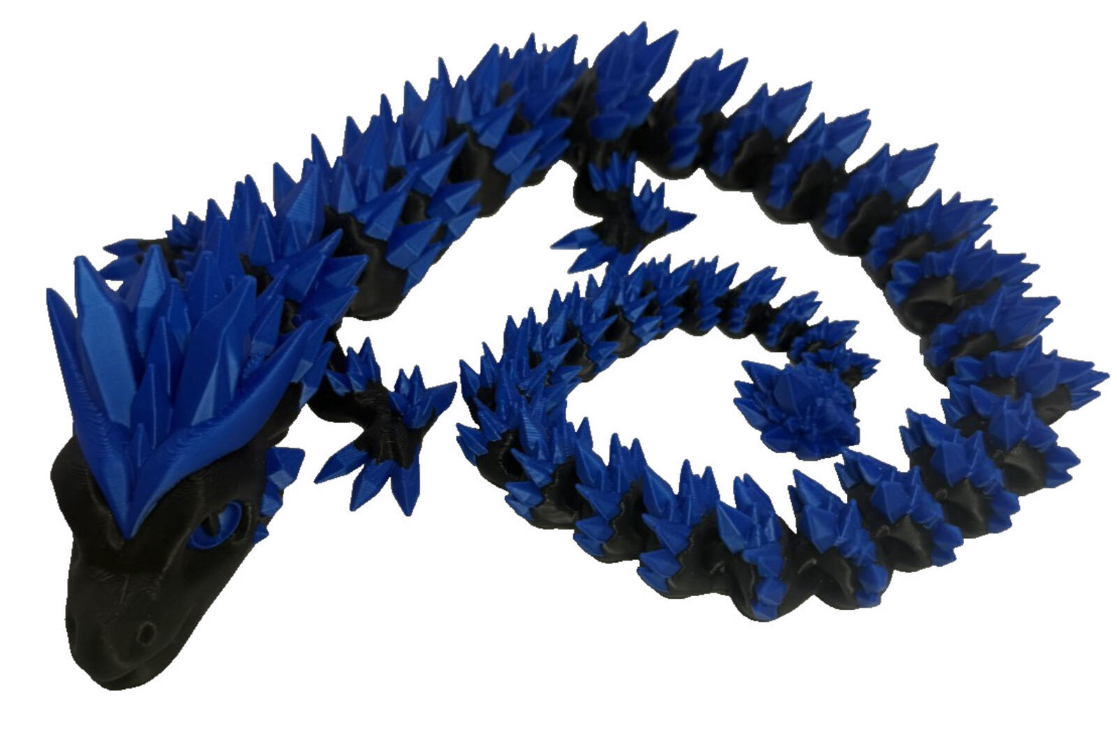 3D Printed Crystal Dragon -PLA- Black and Blue - 2 Ft Long - Articulated dragon