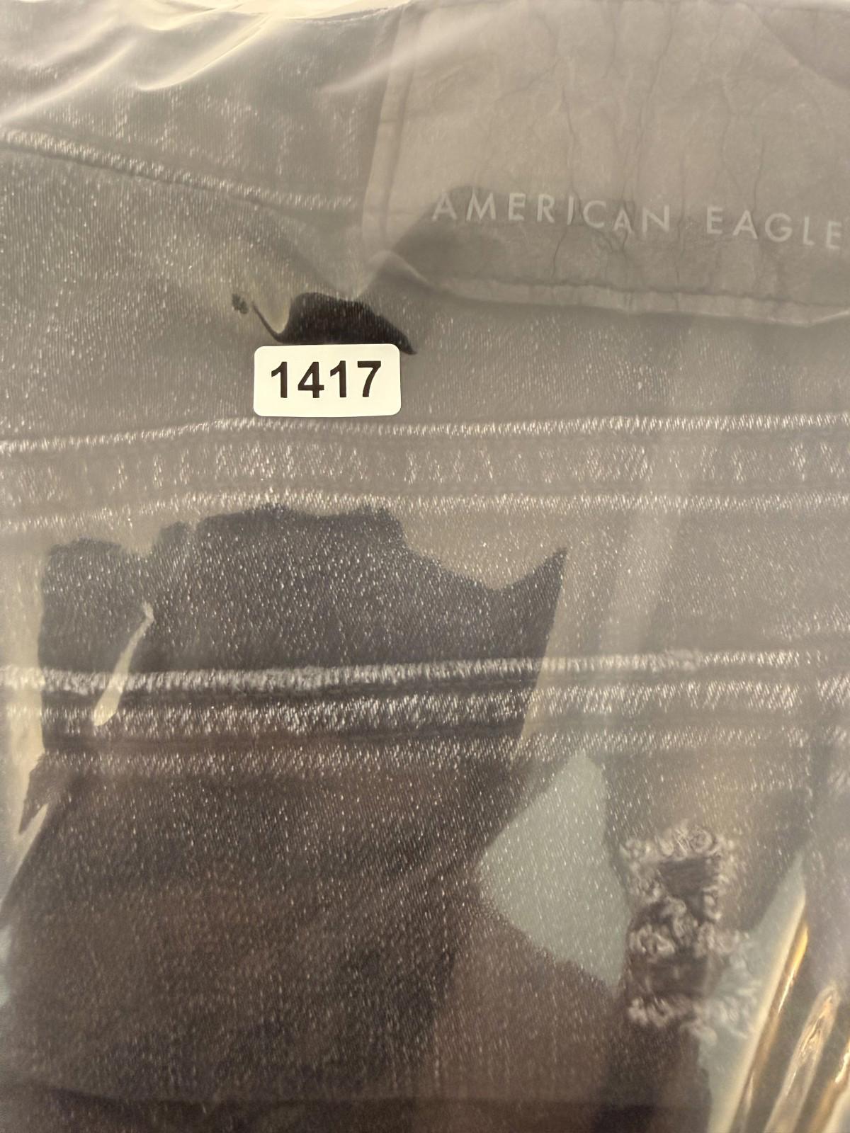 American Eagle Skinny Mens Jeans Air Flex 31x30 Black Distressed Stretch Denim