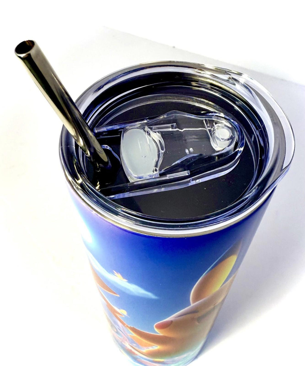 20 oz Pikachu Stainless Steel Tumbler with Lid, Straw ~ Pokemon