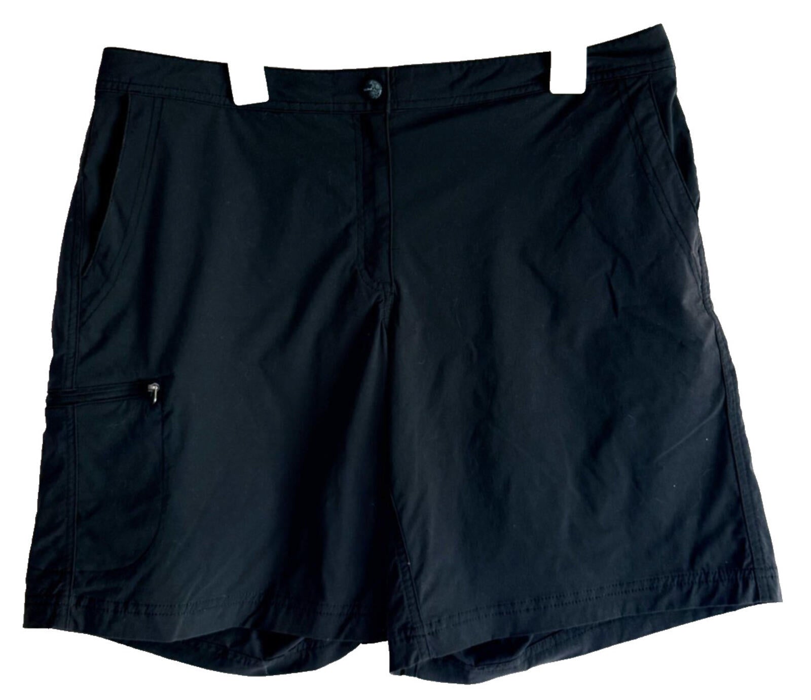 L L Bean Black Hiking Shorts Womens Size 16 Quick Dry Nylon Spandex Pockets