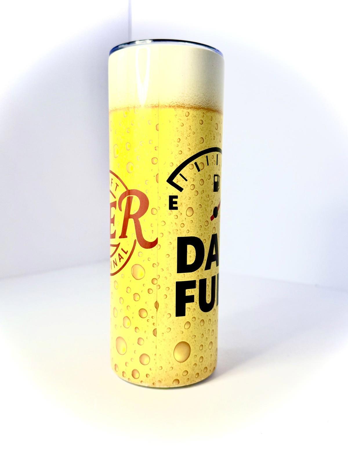 20 oz Dad Fuel Stainless Steel Tumbler with Lid, Straw - Beer