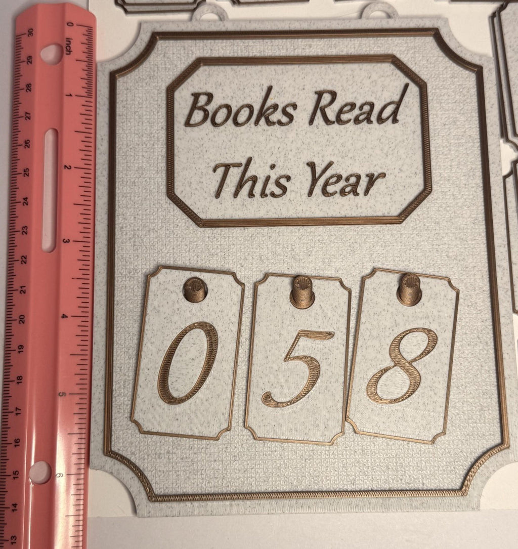 Books Read Counter - 3D Printed PLA - Marble and Bronze - Includes All Numbers
