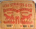 Levis 505 Mens 40x30 Straight Fit Denim Jeans Pants Medium Wash