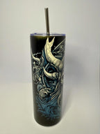 20 oz Viking Skull Stainless Steel Tumbler with Lid, Straw
