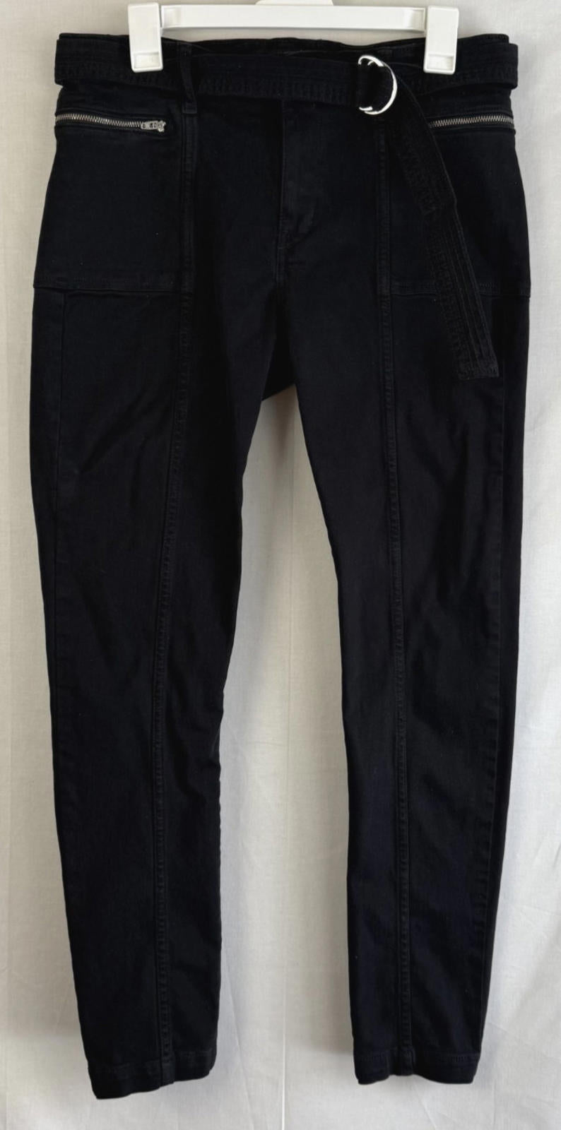 Banana Republic Mid Rise Skinny Jeans Womens Size 30L Black ~zip pockets w/ belt